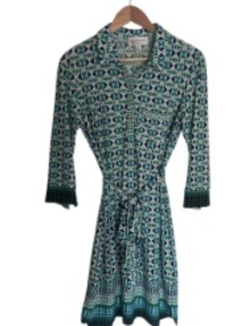 Donna Morgan Blue & Green Geometric Dress 10